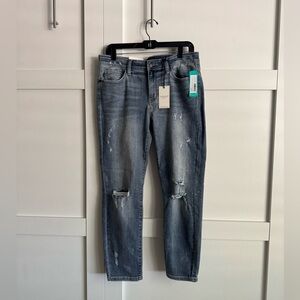 NWT Judy Blue Adelene Mid Rise Girlfriend Distressed Jean Indigo Size:15/32